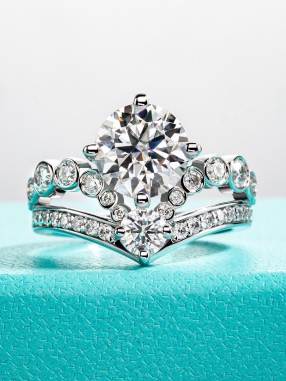 4.08 CTW Art Deco Moissanite Ring 3CT Center D VVS1 925 Silver Engagement Ring